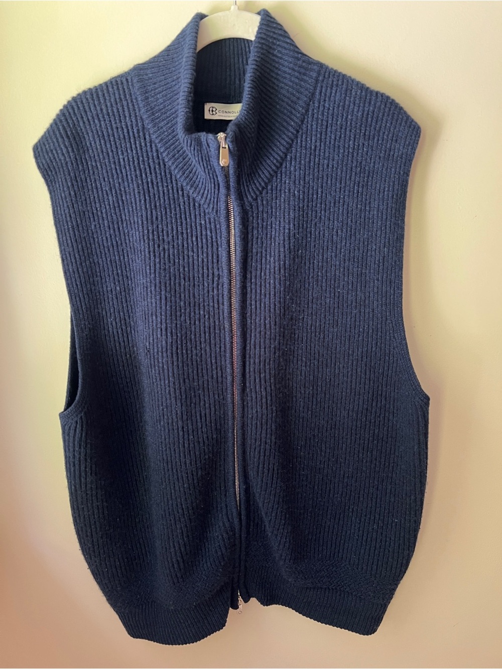 Connolly Scotland Ribbed Full‑Zip Men's Vest - Navy
